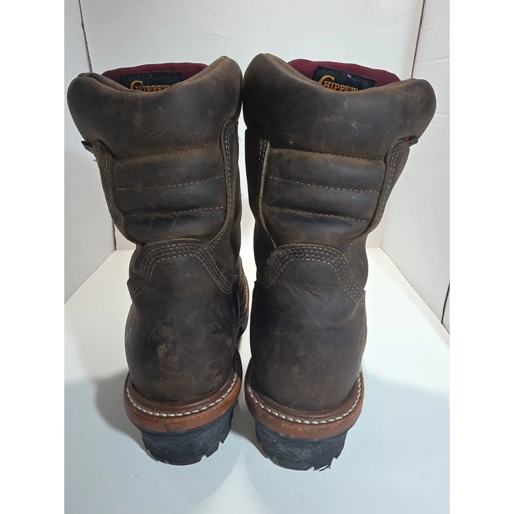 Chippewa Logger Boots Men’s Size 9 EEE Brown Waterproof Leather Steel Toe
